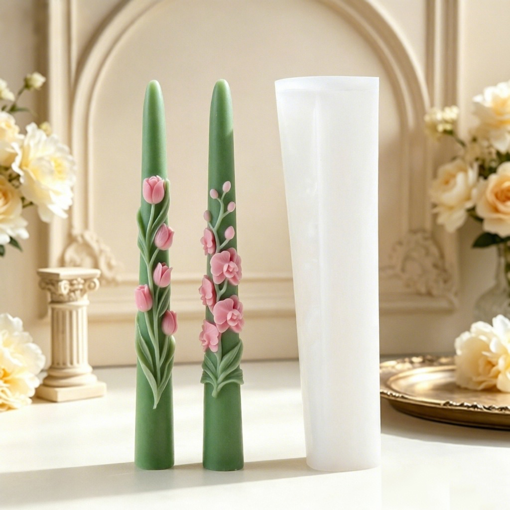 Soy Wax Pillar Blend - Uzun Saplı Çiçek Şeklinde Mum Silikon