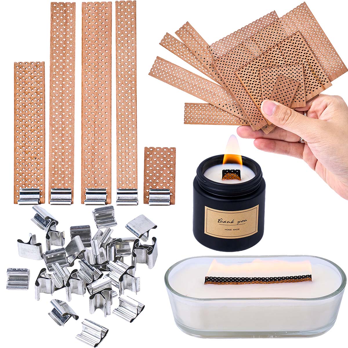 Soy Wax Pillar Blend - Metal Tabanlı Büyük Alevli Ahşap Mum
