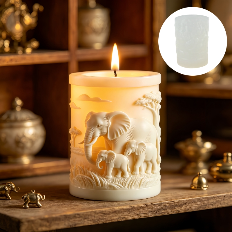 Candle Making Kit For Kids - Fil ve Fil Çocuğu Silindirik Mum