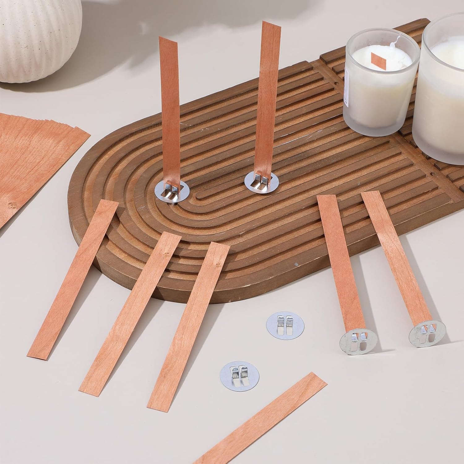Soy Wax Pillar Blend - 60 adet ahşap fitiller mum yapımı